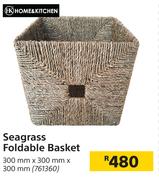 Home & Kitchen Seagrass Foldable Basket-300mm x 300mm x 300mm