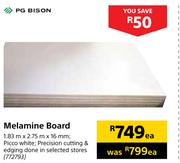 PG Bison Melamine Board-1.83m x 2.75m x 16mm Each