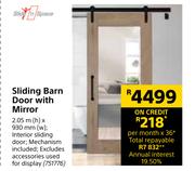Slide n Space Sliding Barn Door With Mirror-2.05m (h) x 930mm (w)