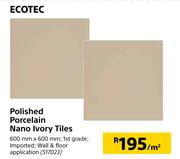 Ecotec Polished Porcelain Nano Ivory Tiles-Per Sqm