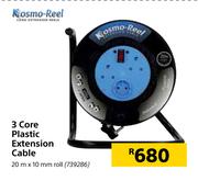 Kosmo Reel 3 Core Plastic Extension Cable 20m x 10mm Roll