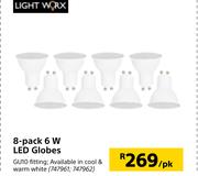 Lightworx 8 Pack 6W LED Globes-Per Pack