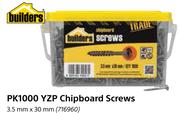 Builders PK500 YZP Chipboard Screws 4.0 mm x 40 mm-Per Pk