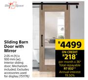 Slide & Space Sliding Barn Door With Mirror 2.05 m (h) x 930 mm (w)