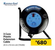 Kosmo Reel 3 Core Plastic Extension Cable 20m x 10mm Roll