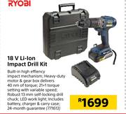 Ryobi 18V Li-Ion Impact Drill Kit