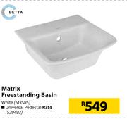 Betta Matrix Freestanding Basin White
