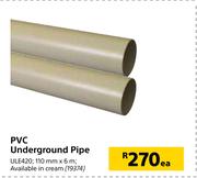 PVC Underground Pipe-110mm x 6m Each