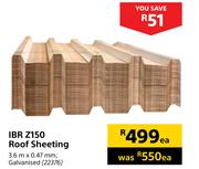 IBR Z150 Roof Sheeting (Galvanished)-3.6m x 0.47mm Each