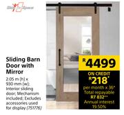 Slide n Space Sliding Barn Door With Mirror 2.05m (h) x 930mm (w)