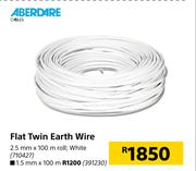Aberdare Flat Twin Earth Wire White 2.5mm x 100m Roll