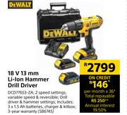 Dewalt 18V 13mm Li-Ion Hammer Drill Driver