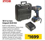 Ryobi 18V Li-Ion Impact Drill Kit