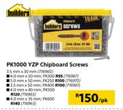 Builders PK250 YZP Chipboard Screws 5.0mm x 50mm-Per Pack