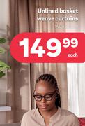 Unlined Basket Weave Curtains 140 x 218cm