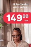 Unlined Basket Weave Curtains 140 x 218cm