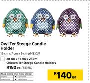 Owl Ter Steege Candle Holder 16cm x 7cm x 9cm-Each
