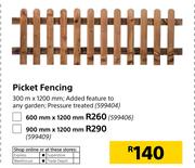 Picket Fencing 900m x 1200mm