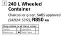 Keter 240Ltr Wheeled Container-Each