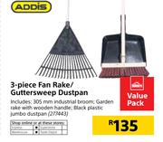 Addis 3 Piece Fan Rake/Guttersweep Dustpan