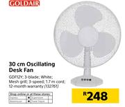 Goldair 30cm Oscillating Desk Fan GDF12Y