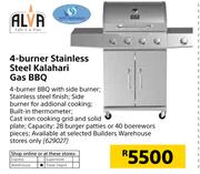 Alva 4 Burner Stainless Steel Kalahari Gas BBQ