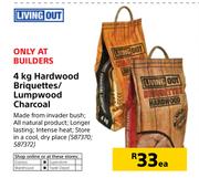 Living Out 4kg Hardwood Briquettes/ Lumpwood Charcoal-Each