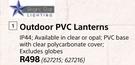 Outdoor PVC Lanterns IP44