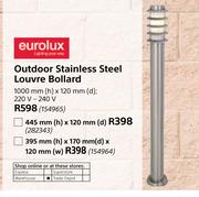 Eurolux Outdoor Stainless Steel Louvre Bollard 395 x 170 x 120mm