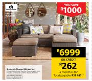 Design house 3 Piece L Shaped Wicker Set