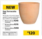 35cm x 29cm Egg Terracotta Pot