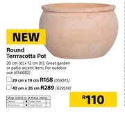 29cm D x 19cm H Round Terracotta Pot