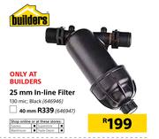 130mic 40mm In Line Filter Black