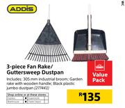 Addis 3 Piece Fan Rake/Gutter Sweep Dustpan