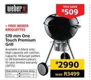 Weber 570mm One Touch Premium Grill With Free Weber Briquettes