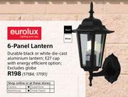 Eurolux 6 Panel Lantern In Durable Black Or White Excluding Globes