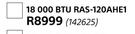 Goldair 18 000 BTU RAS-120AHE1