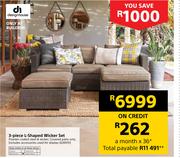 Design House 3-Piece L-Shaped Wicker Set