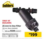 130mic 40mm In Line Filter Black