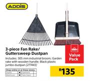 Addis 3 Piece Fan Rake/Gutter Sweep Dustpan