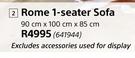 Design House Roma 1 Seater Sofa-90cm x 100cm x 85cm