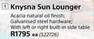 Design House Knysna Sun Lounger-Each