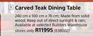 Carved Teak Dining Table-240cm x 100cm x 76cm