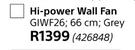 Goldair Hi Power 66cm Wall Fan Grey GIWF26