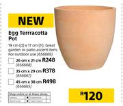 Egg Terracotta Pot-45cm(d) x 38cm(h)
