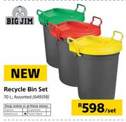 Big Jim Recycle Bin Set Assorted-70Ltr Per Set