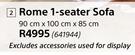 Design House Roma 1 Seater Sofa-99cm x 100cm x 85cm