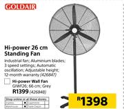 Goldair Hi Power 66cm Wall Fan Grey GIWF26