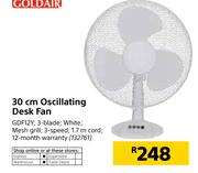 Goldair 30cm Oscillatiing Desk Fan GDF12Y