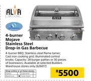 Alva 4 Burner Mojave Stainless Steel Drop In Gas Barbecue
